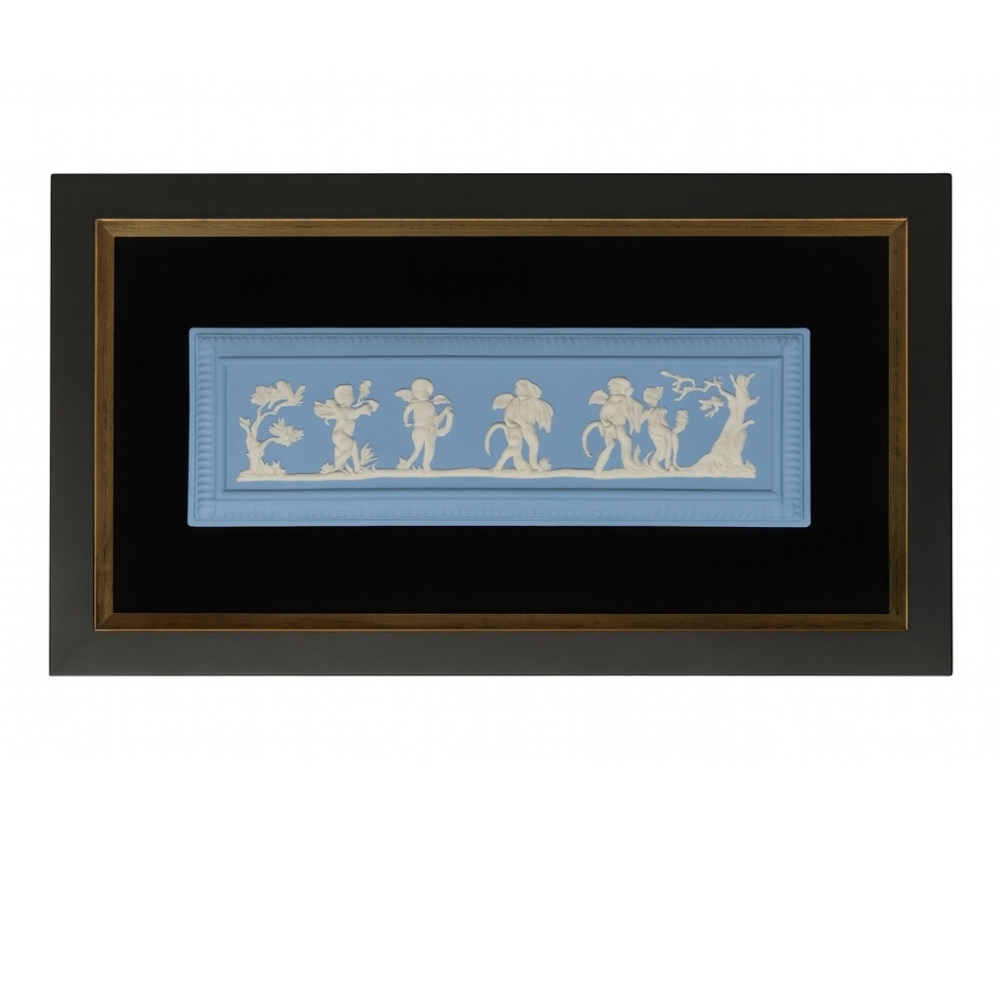 Wedgwood Jasperware Four Seasons Framed Blue and White Decorative Plaque